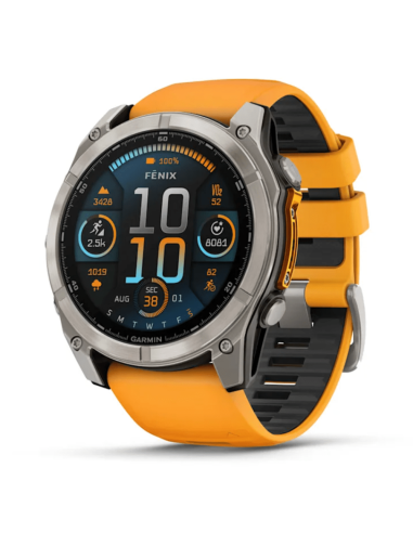 010-02905-11 Garmin Fenix 8 51mm, AMOLED, Titano spalvos su oranžine apyranke