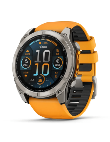 010-02905-11 Garmin Fenix 8 51mm, AMOLED, Titano spalvos su oranžine apyranke