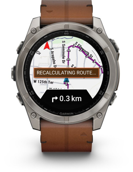 010-02905-40 Garmin Fenix 8 51mm, Sapphire Graphite/Carbon Gray Titanium Leather Strap