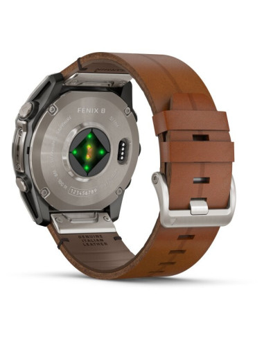 010-02905-40 Garmin Fenix 8 51mm, Sapphire Graphite/Carbon Gray Titanium Leather Strap