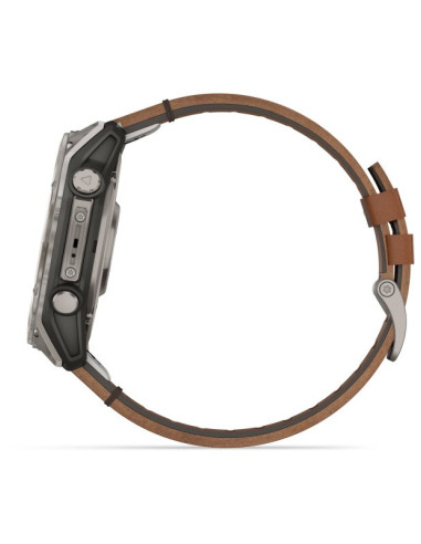 010-02905-40 Garmin Fenix 8 51mm, Sapphire Graphite/Carbon Gray Titanium Leather Strap