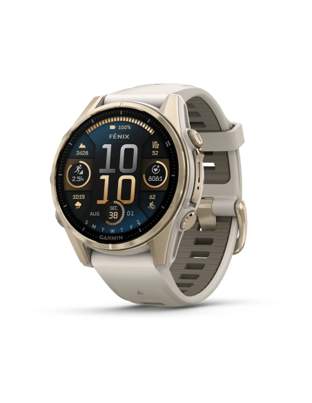 010-02903-11  Garmin Fenix 8 42mm, AMOLED, Šviesaus aukso spalvos