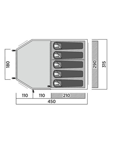 Easy Camp Family tent | Hidra 5 | 5 person(s) | Green