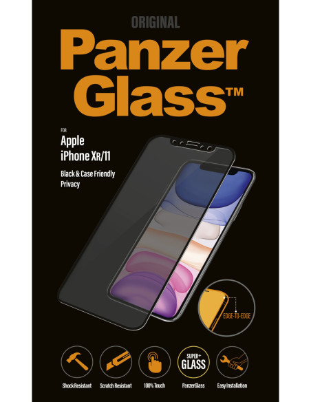 PanzerGlass | P2665 | Screen protector | Apple | iPhone Xr/11 | Tempered glass | Black | Confidentiality filter Full frame cove