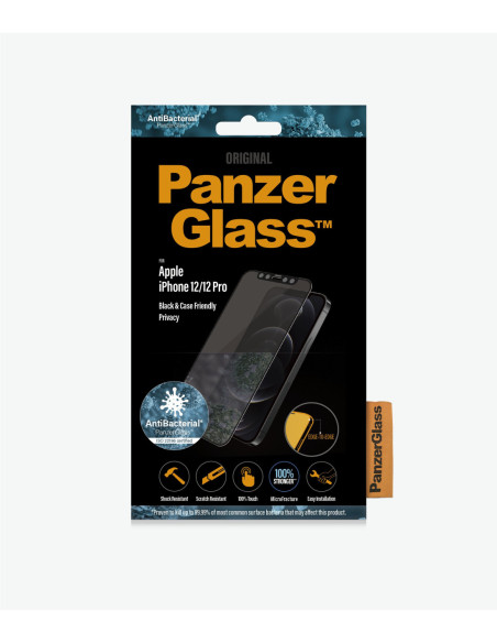 PanzerGlass | Apple | For iPhone 12/12 Pro | Glass | Black | 100% touch The coating is non-toxic | Case Friendly