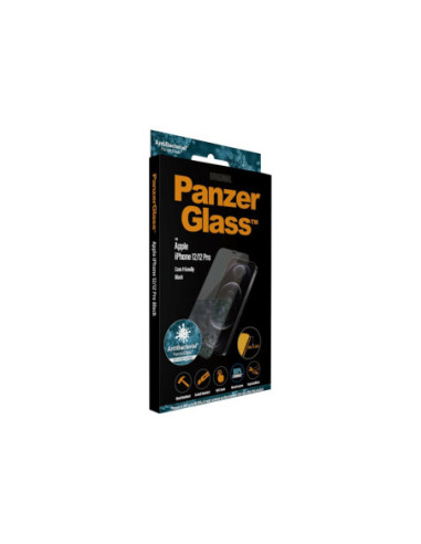 PanzerGlass | Apple | For iPhone 12/12 Pro | Glass | Black | 100% touch The coating is non-toxic | Case Friendly