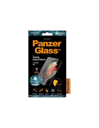 PanzerGlass | Samsung | Galaxy S21 Ultra Series | Antibacterial glass | Black | Case Friendly, Compatible with the in-screen fi