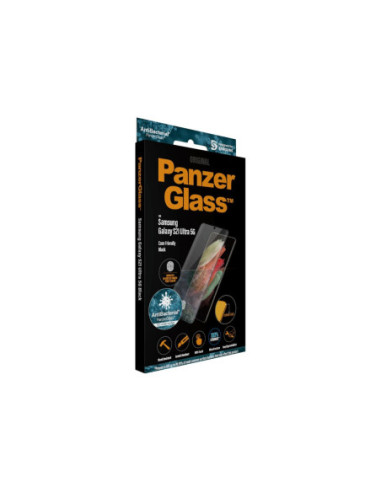 PanzerGlass | Samsung | Galaxy S21 Ultra Series | Antibacterial glass | Black | Case Friendly, Compatible with the in-screen fi