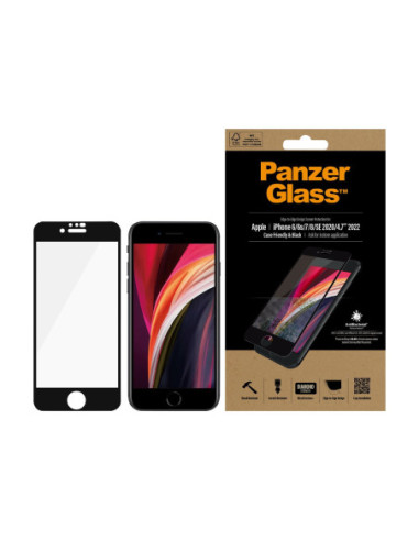 PanzerGlass | Apple | iPhone 6/6s/7/8/SE 2020 | Hybrid glass | Black | Rounded edges 100% touch preservation Crystal clear | Sc