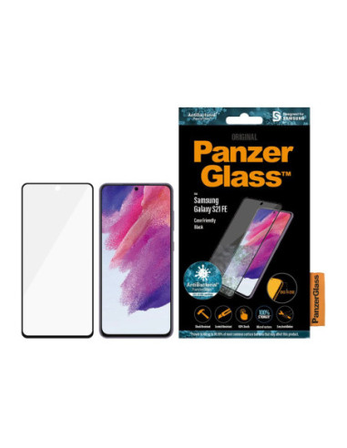 PanzerGlass | Samsng | Galaxy S21 FE CF | Hybrid glass | Black | Antibacterial Works with in-screen fingerprint reader Full fra