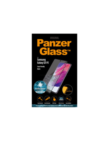 PanzerGlass | Samsng | Galaxy S21 FE CF | Hybrid glass | Black | Antibacterial Works with in-screen fingerprint reader Full fra