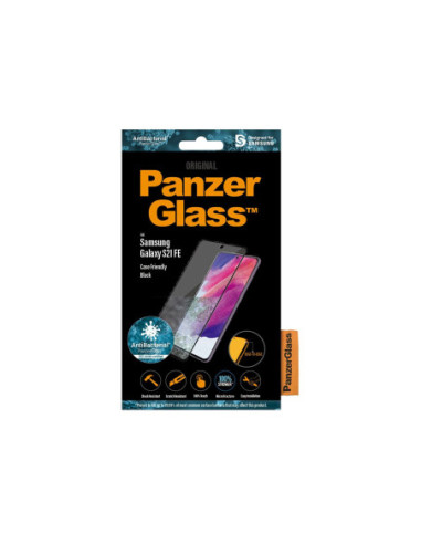 PanzerGlass | Samsng | Galaxy S21 FE CF | Hybrid glass | Black | Antibacterial Works with in-screen fingerprint reader Full fra