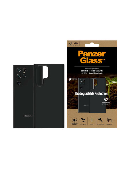 PanzerGlass | Biodegradable Case | Samsung | Galaxy S22 Ultra | Bio-based plastic | Black | 100% Compostable. Contains wood mat
