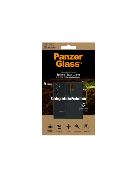 PanzerGlass | Biodegradable Case | Samsung | Galaxy S22 Ultra | Bio-based plastic | Black | 100% Compostable. Contains wood mat