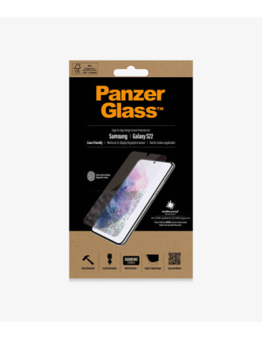 PanzerGlass | Samsung | Galaxy S22 | Tempered glass | Transparent | Case friendly. Compatible with ultrasonic fingerprint senso