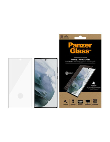 PanzerGlass | Samsung | Galaxy S22 Ultra | Tempered glass | Black | Case friendly. Compatible with ultrasonic fingerprint senso