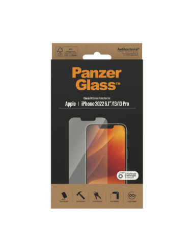 PanzerGlass | Screen protector | Apple | iPhone 14/13/13 Pro | Glass | Transparent | Classic Fit