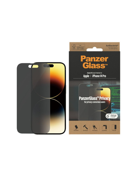 PanzerGlass | Screen protector | Apple | iPhone 14 Pro | Glass | Black | Classic Fit | Privacy