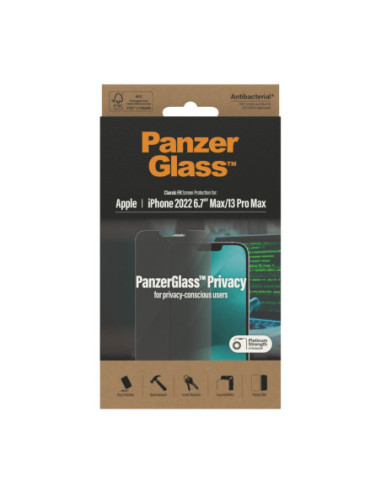 PanzerGlass | Screen protector | Apple | iPhone 14 Plus/13 Pro Max | Glass | Black | Classic Fit | Privacy