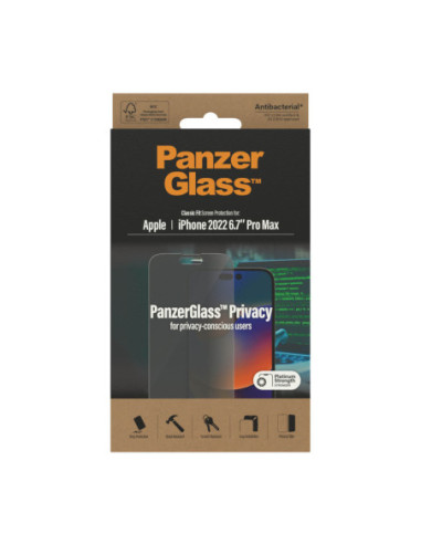 PanzerGlass | Screen protector | Apple | iPhone 14 Pro Max | Glass | Black | Classic Fit | Privacy
