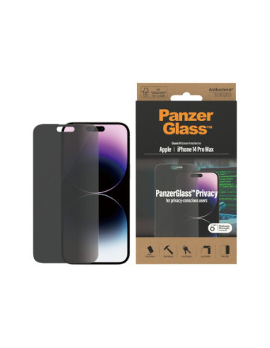 PanzerGlass | Screen protector | Apple | iPhone 14 Pro Max | Glass | Black | Classic Fit | Privacy