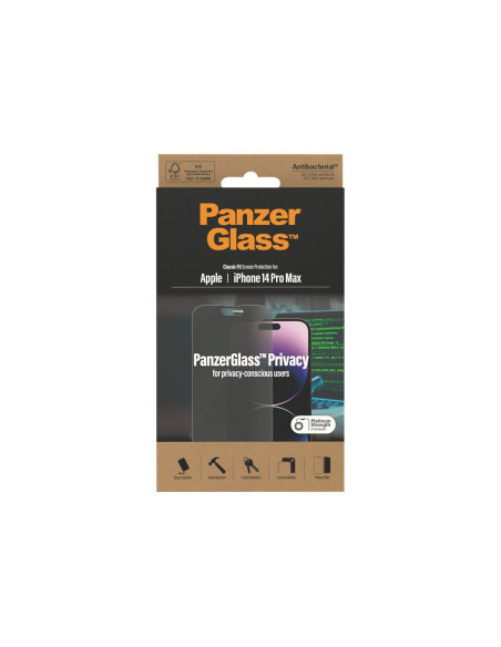 PanzerGlass | Screen protector | Apple | iPhone 14 Pro Max | Glass | Black | Classic Fit | Privacy