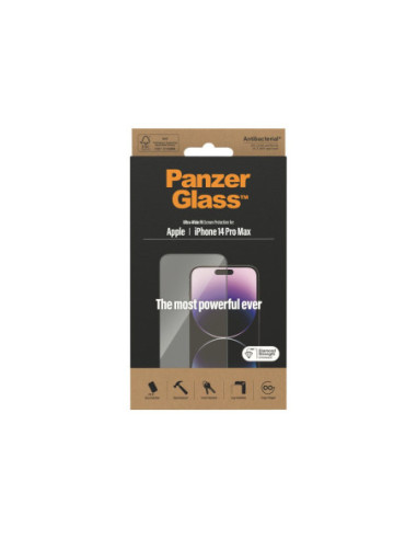 PanzerGlass | Screen protector | Apple | iPhone 14 Pro Max | Glass | Transparent | Ultra-Wide Fit