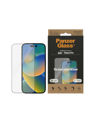 PanzerGlass | Screen protector | Apple | iPhone 14 Pro | Glass | Clear | Ultra-Wide Fit Easy installation Fingerprint resistant