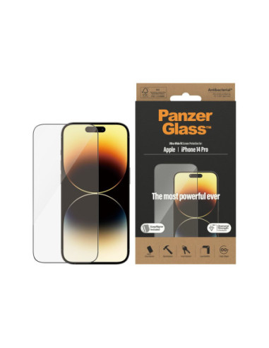 PanzerGlass | Screen protector | Apple | iPhone 14 Pro | Glass | Clear | Ultra-Wide Fit Easy installation Fingerprint resistant