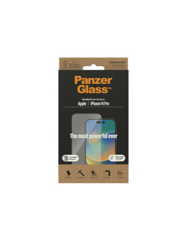 PanzerGlass | Screen protector | Apple | iPhone 14 Pro | Glass | Clear | Ultra-Wide Fit Easy installation Fingerprint resistant