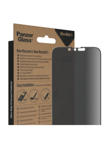PanzerGlass | Screen protector | Apple | iPhone 14/13/13 Pro | Glass | Black | Ultra-Wide Fit | Privacy