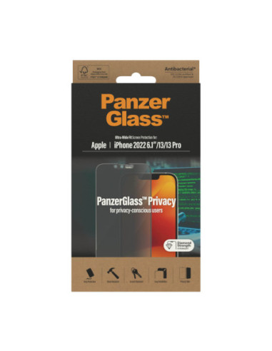 PanzerGlass | Screen protector | Apple | iPhone 14/13/13 Pro | Glass | Black | Ultra-Wide Fit | Privacy
