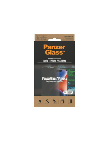 PanzerGlass | Screen protector | Apple | iPhone 14/13/13 Pro | Glass | Black | Ultra-Wide Fit | Privacy