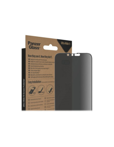 PanzerGlass | Screen protector | Apple | iPhone 14/13/13 Pro | Glass | Black | Ultra-Wide Fit | Privacy