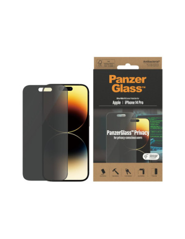 PanzerGlass | Screen protector | Apple | iPhone 14 Pro | Glass | Black | Ultra-Wide Fit | Privacy