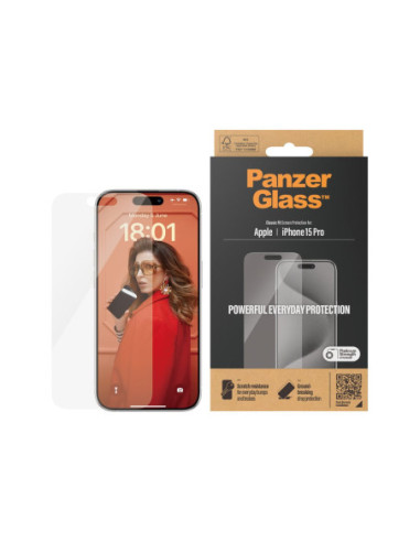 PanzerGlass | Screen Protector | iPhone | iPhone 15 pro | Tempered glass | Clear