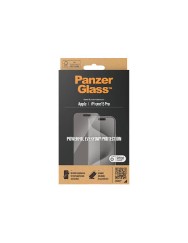 PanzerGlass | Screen Protector | iPhone | iPhone 15 pro | Tempered glass | Clear