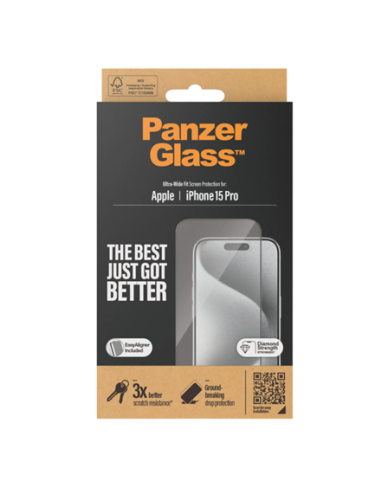 PanzerGlass | Screen protector | Apple | iPhone 15 Pro | Glass | Clear | Easy installation Fingerprint resistant Anti-yellowing