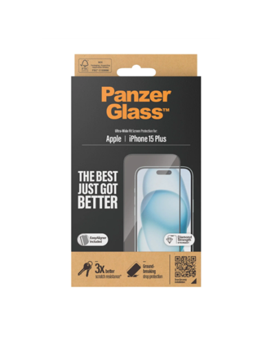 PanzerGlass | Screen protector | Apple | IPhone 15 Plus | Glass | Transparent | Ultra-wide fit, Scratch resistant, Drop protect