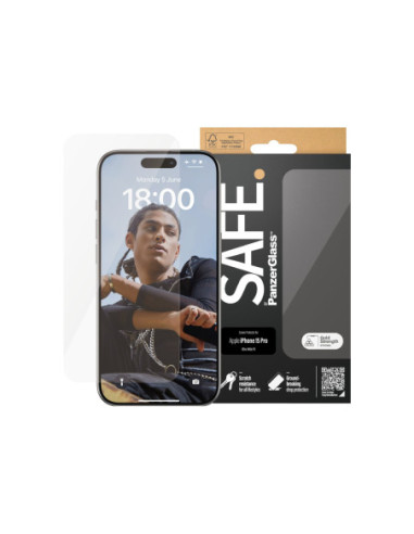 PanzerGlass | SAFE | Screen protector | Apple | Iphone15 PRO | Glass | Clear | Ultra-Wide Fit