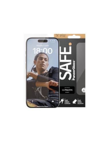 PanzerGlass | SAFE | Screen protector | Apple | Iphone15 PRO | Glass | Clear | Ultra-Wide Fit