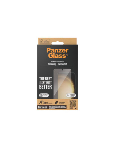 PanzerGlass | Screen protector | Samsung | Galaxy S24 | Polyethylene terephthalate (PET) | Transparent | Ultra-Wide Fit wA