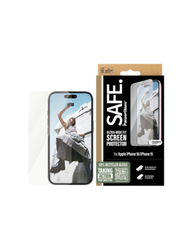 PanzerGlass Screen protector | Apple | iPhone 16 | Glass | Transparent | Ultra-Wide Fit