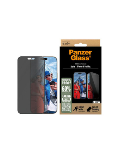 PanzerGlass Screen protector | Apple | iPhone 16 Pro Max | Glass | Black | Ultra-Wide Fit