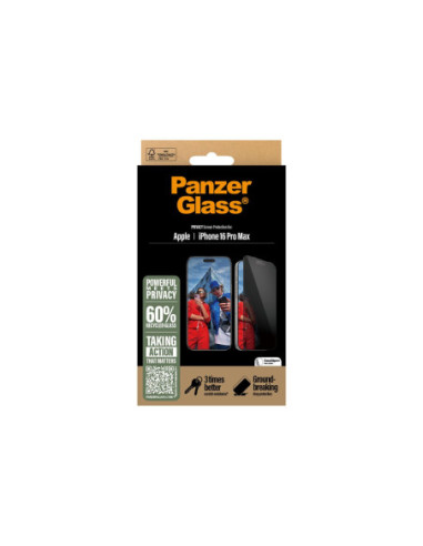 PanzerGlass Screen protector | Apple | iPhone 16 Pro Max | Glass | Black | Ultra-Wide Fit