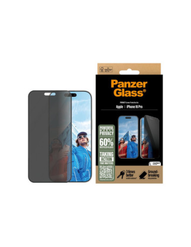 PanzerGlass Screen protector | Apple | iPhone 16 Pro | Glass | Black | Ultra-Wide Fit
