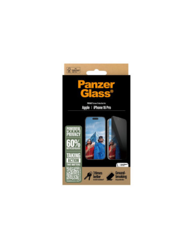 PanzerGlass Screen protector | Apple | iPhone 16 Pro | Glass | Black | Ultra-Wide Fit