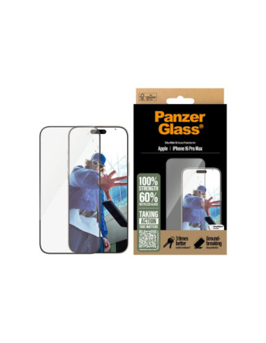 PanzerGlass Screen protector | Apple | iPhone 16 Pro Max | Glass | Transparent | Ultra-Wide Fit