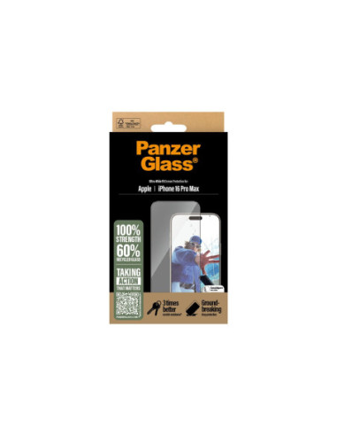 PanzerGlass Screen protector | Apple | iPhone 16 Pro Max | Glass | Transparent | Ultra-Wide Fit