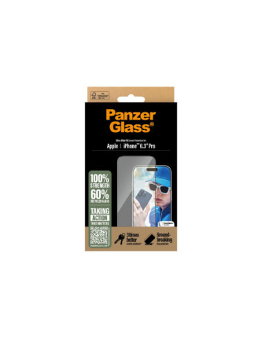 PanzerGlass Screen protector | Apple | iPhone 16 Pro | Glass | Transparent | Ultra-Wide Fit